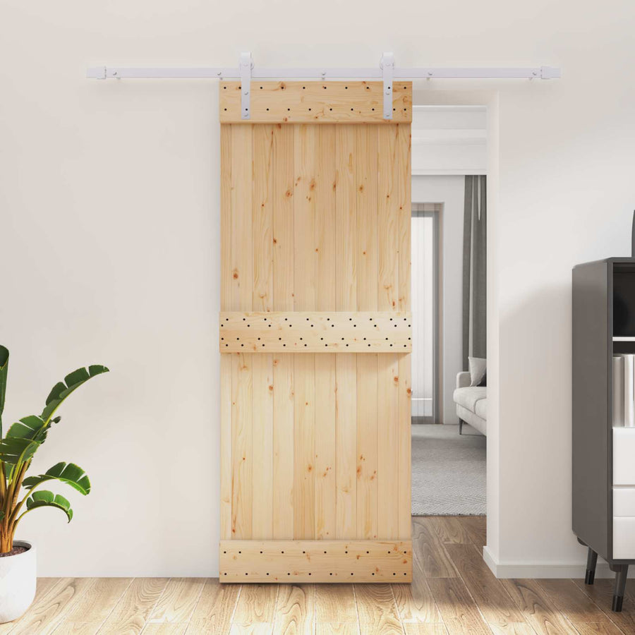 Schuifdeur Natuurlijk en Wit 80 x 210 cm Massief Grenenhout