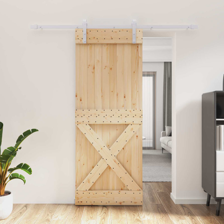 Schuifdeur Natuurlijk en Wit 80 x 210 cm Massief Grenenhout