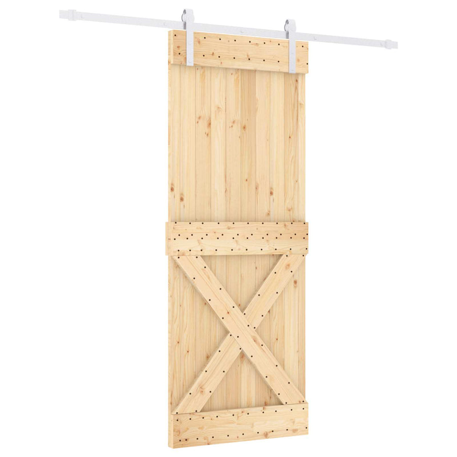 Schuifdeur Natuurlijk en Wit 80 x 210 cm Massief Grenenhout