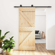 Schuifdeur Naturel en Zwart 70 x 210 cm Massief Grenenhout