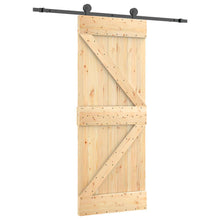 Schuifdeur Naturel en Zwart 85 x 210 cm Massief Grenenhout