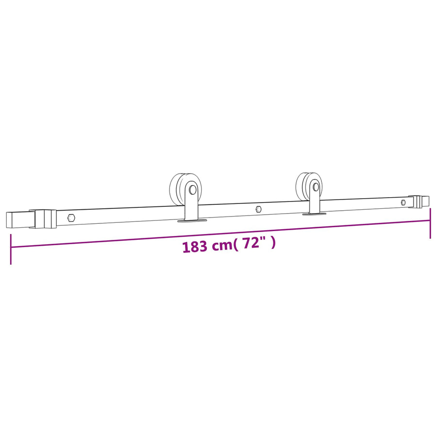 Schuifdeur Naturel en Zwart 70 x 210 cm Massief Grenenhout