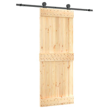 Schuifdeur Naturel en Zwart 80 x 210 cm Massief Grenenhout