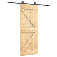 Schuifdeur Naturel en Zwart 85 x 210 cm Massief Grenenhout