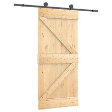 Schuifdeur Naturel en Zwart 95 x 210 cm Massief Grenenhout