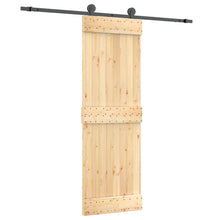 Schuifdeur Naturel en Zwart 70 x 210 cm Massief Grenenhout