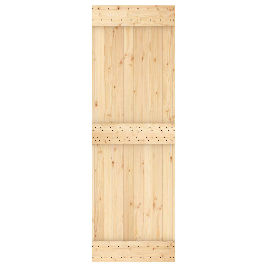Schuifdeur Naturel en Zwart 70 x 210 cm Massief Grenenhout