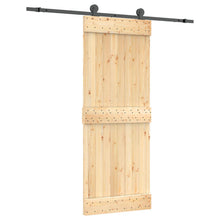Schuifdeur Naturel en Zwart 80 x 210 cm Massief Grenenhout
