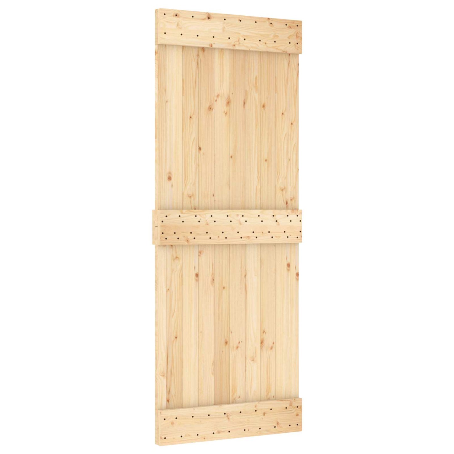 Schuifdeur Naturel en Zwart 80 x 210 cm Massief Grenenhout