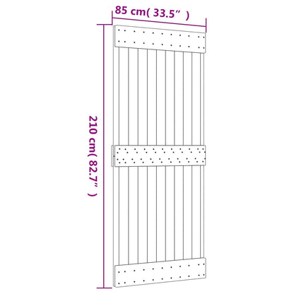 Schuifdeur Naturel en Zwart 85 x 210 cm Massief Grenenhout