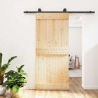 Schuifdeur massief grenenhout 90x210 cm naturel zwart