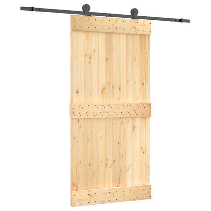 Schuifdeur Naturel en Zwart 100 x 210 cm Massief Grenenhout