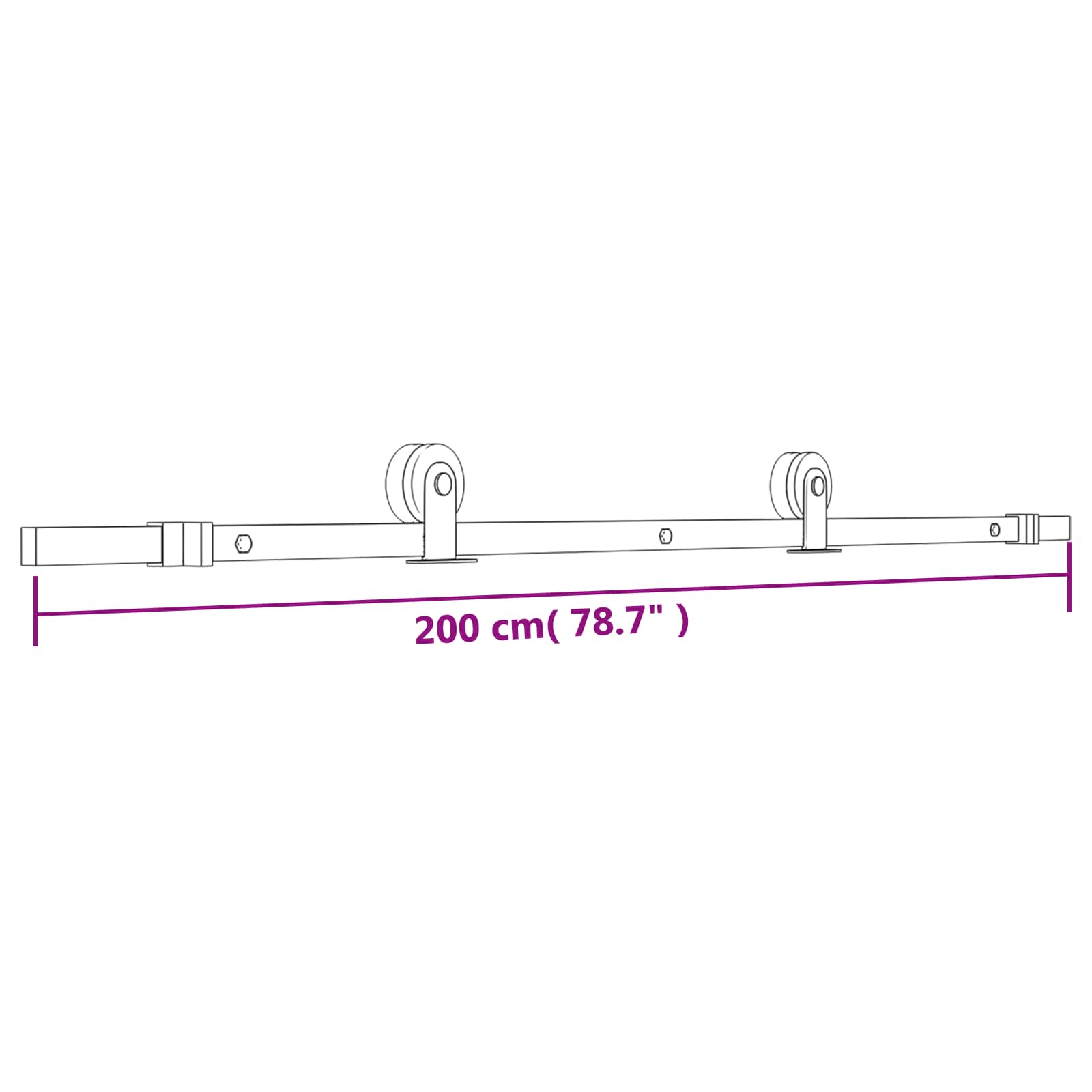 Schuifdeur Naturel en Zwart 100 x 210 cm Massief Grenenhout