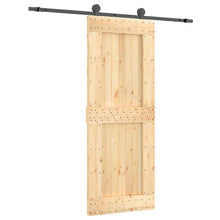 Schuifdeur Naturel en Zwart 80 x 210 cm Massief Grenenhout