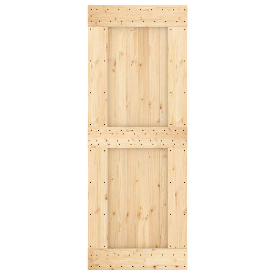 Schuifdeur Naturel en Zwart 80 x 210 cm Massief Grenenhout