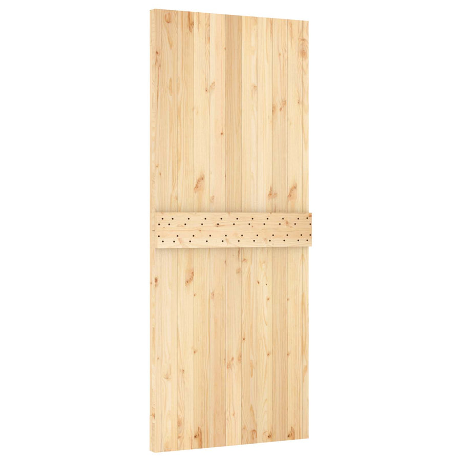 Schuifdeur Naturel en Zwart 85 x 210 cm Massief Grenenhout