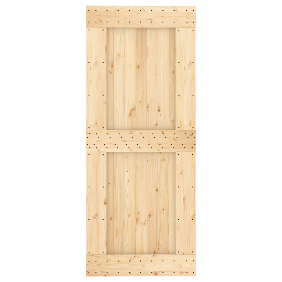 Schuifdeur Naturel en Zwart 85 x 210 cm Massief Grenenhout