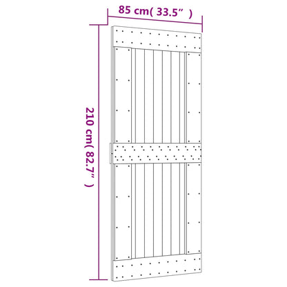 Schuifdeur Naturel en Zwart 85 x 210 cm Massief Grenenhout