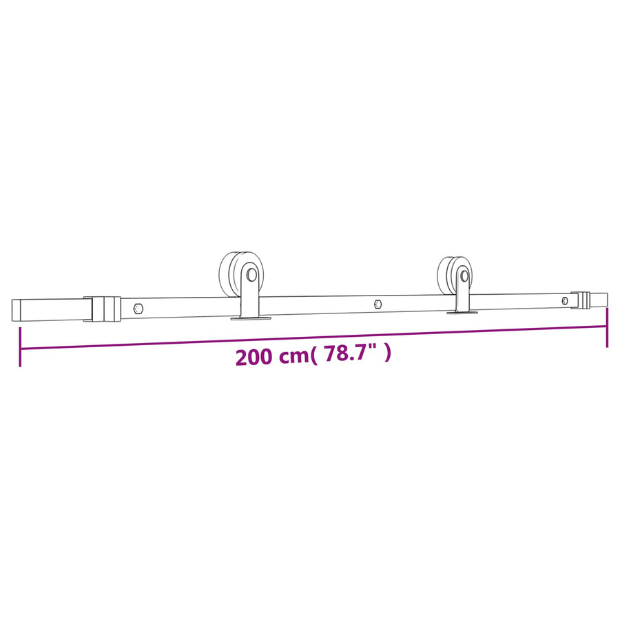 Schuifdeur Naturel en Zwart 85 x 210 cm Massief Grenenhout