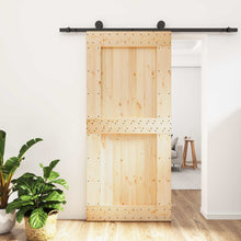 Schuifdeur Naturel en Zwart 95 x 210 cm Massief Grenenhout