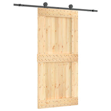 Schuifdeur Naturel en Zwart 95 x 210 cm Massief Grenenhout