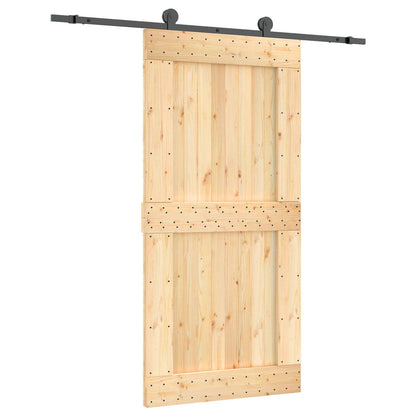 Schuifdeur Naturel en Zwart 100 x 210 cm Massief Grenenhout