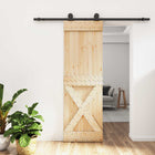 Schuifdeur massief grenenhout naturel zwart 200x5.5x210 cm