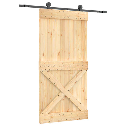 Schuifdeur Naturel en Zwart 100 x 210 cm Massief Grenenhout