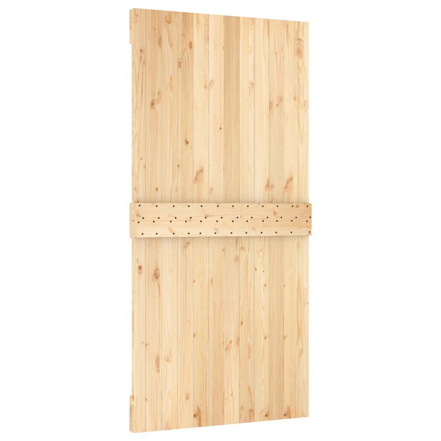 Schuifdeur Naturel en Zwart 100 x 210 cm Massief Grenenhout