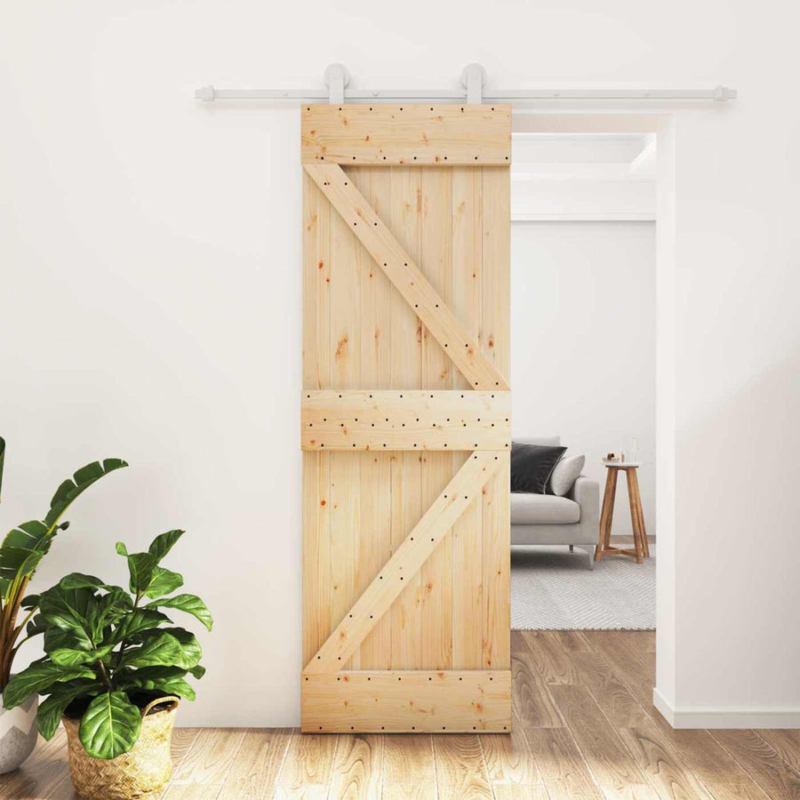 Schuifdeur Natuurlijk en Wit 70 x 210 cm Massief Grenenhout