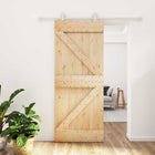 Sliding Door Natural and White 85 x 210 cm Solid Pine Wood