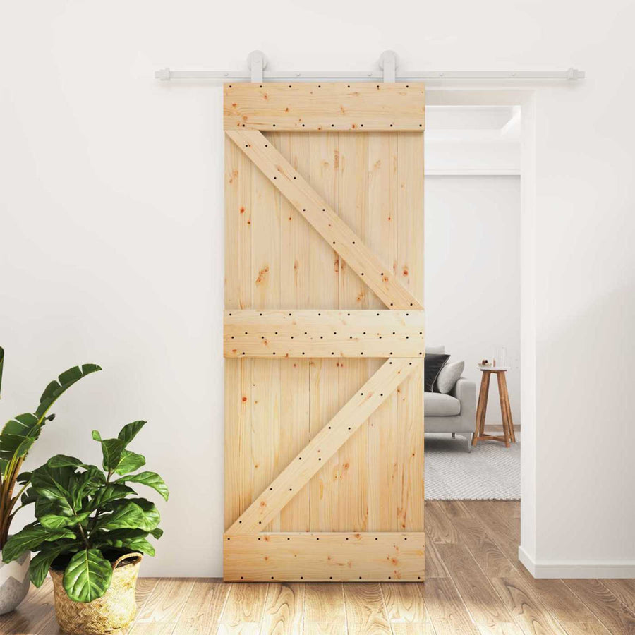 Schuifdeur Natuurlijk en Wit 85 x 210 cm Massief Grenenhout