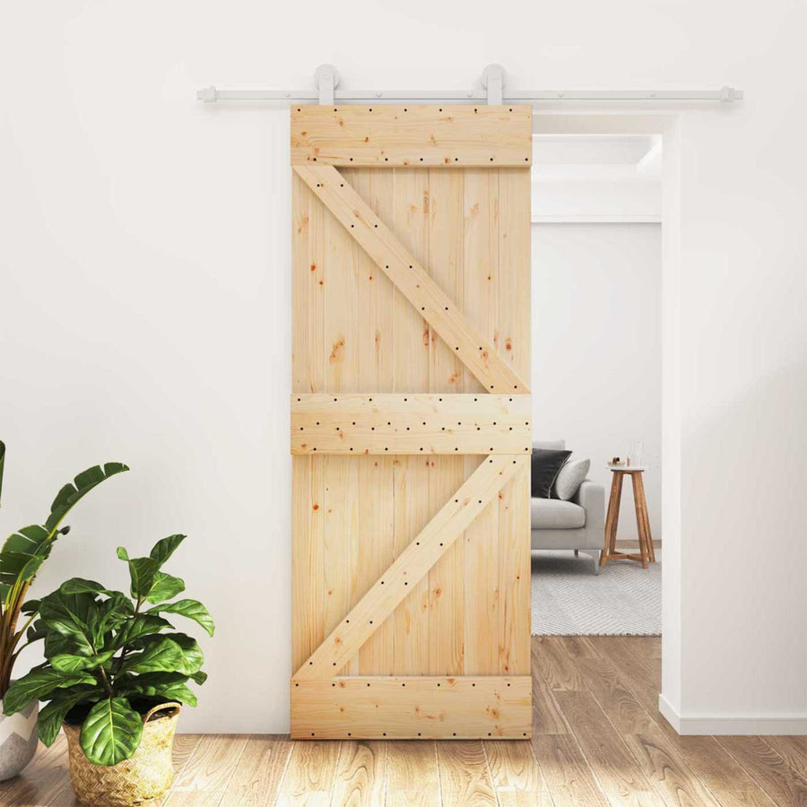 Schuifdeur Natuurlijk en Wit 80 x 210 cm Massief grenenhout