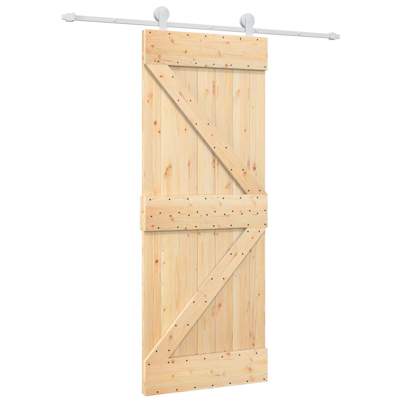 Schuifdeur Natuurlijk en Wit 80 x 210 cm Massief grenenhout