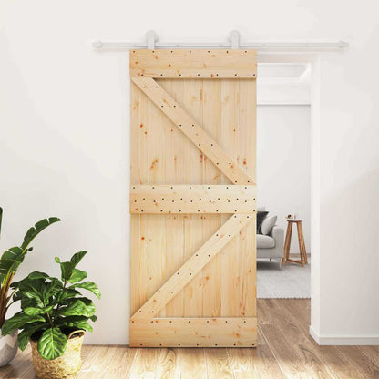 Schuifdeur Natuurlijk en Wit 90 x 210 cm Massief grenenhout