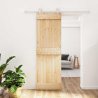 Sliding Door Natural and White 70 x 210 cm Solid Pine Wood