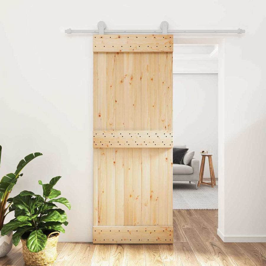 Schuifdeur Natuurlijk en Wit 80 x 210 cm Massief Grenenhout