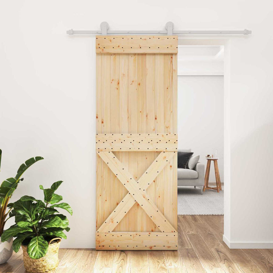 Schuifdeur Natuurlijk en Wit 80 x 210 cm Massief Grenenhout