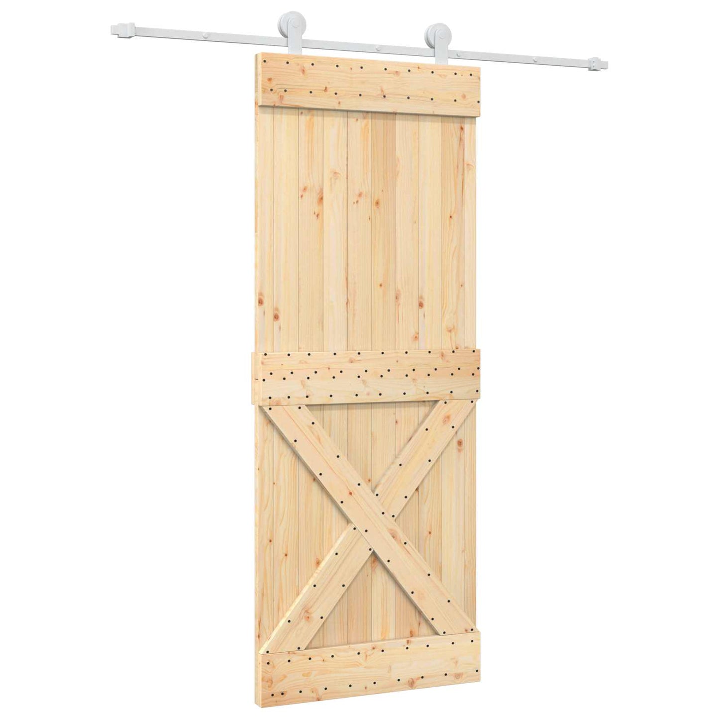Schuifdeur Natuurlijk en Wit 80 x 210 cm Massief Grenenhout