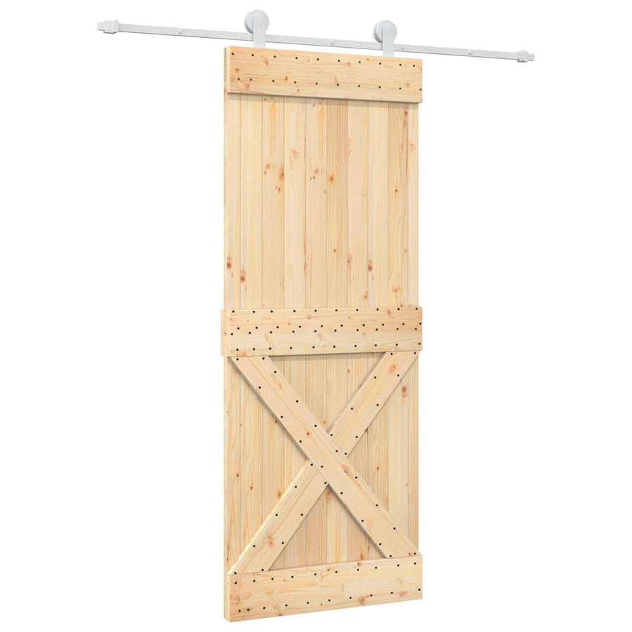 Schuifdeur Natuurlijk en Wit 80 x 210 cm Massief Grenenhout