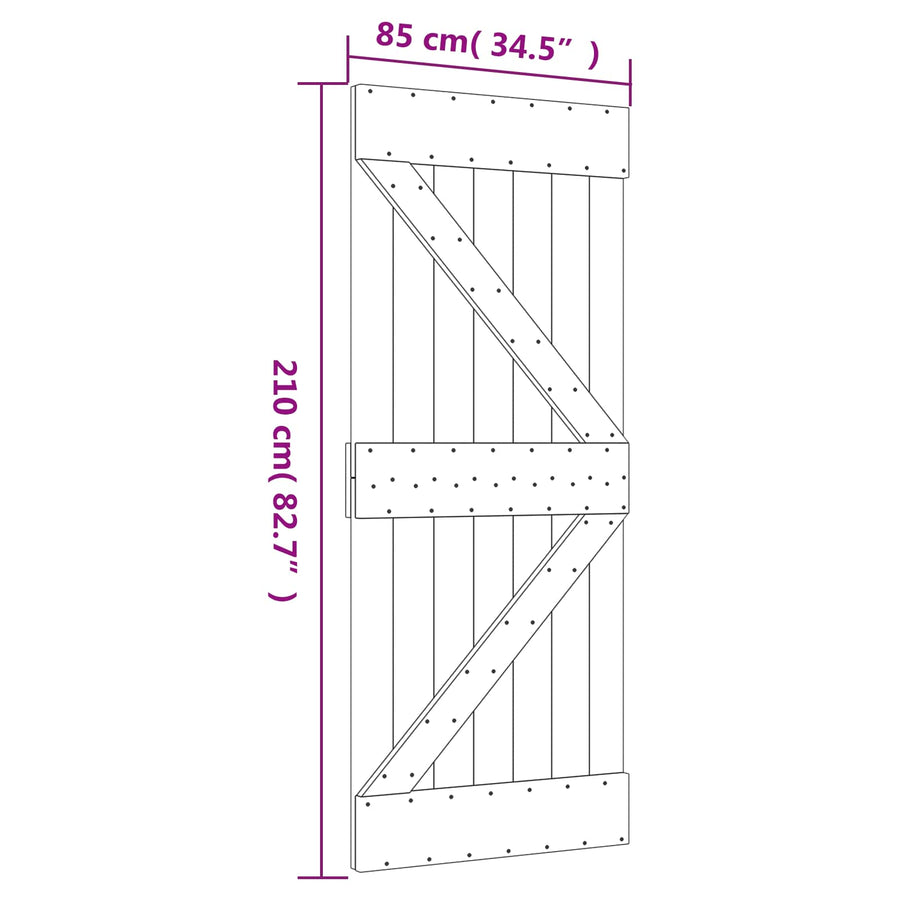 Schuifdeur Natuurlijk en Wit 85 x 210 cm Massief Grenenhout
