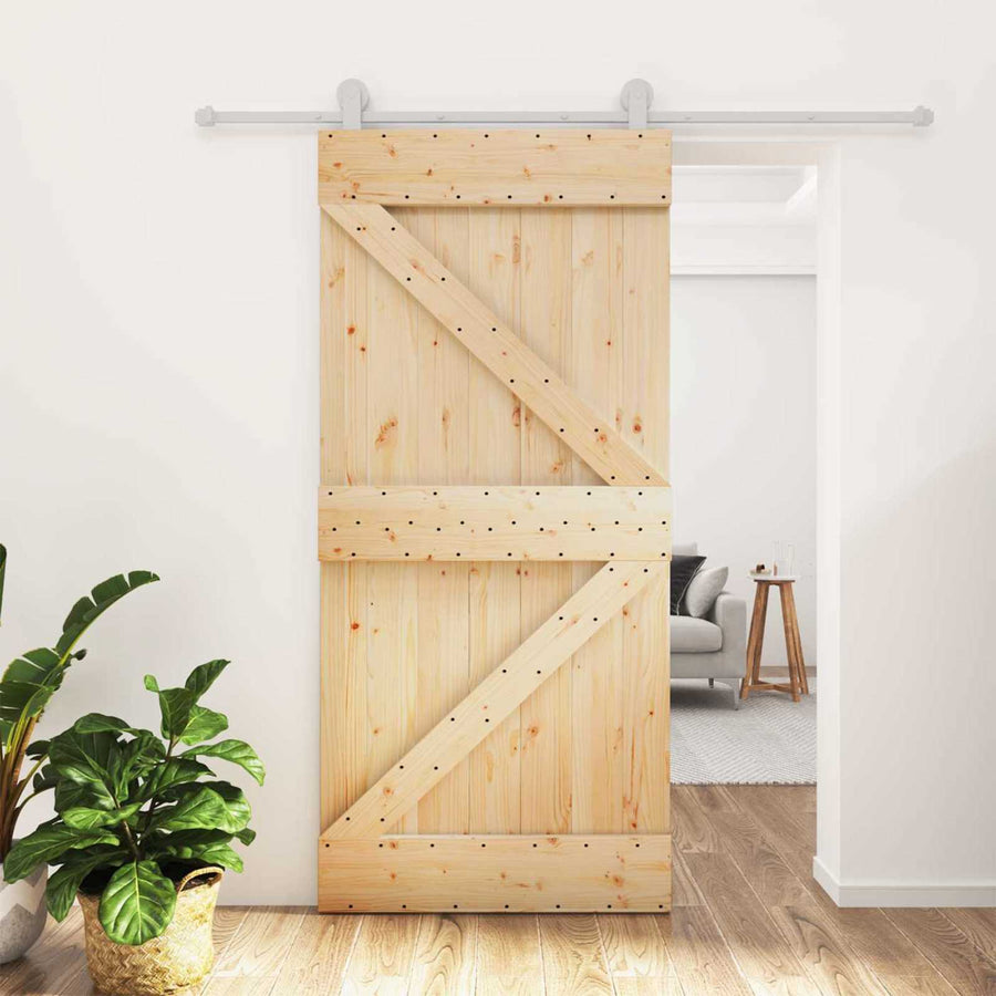 Schuifdeur Natuurlijk en Wit 95 x 210 cm Massief Grenenhout