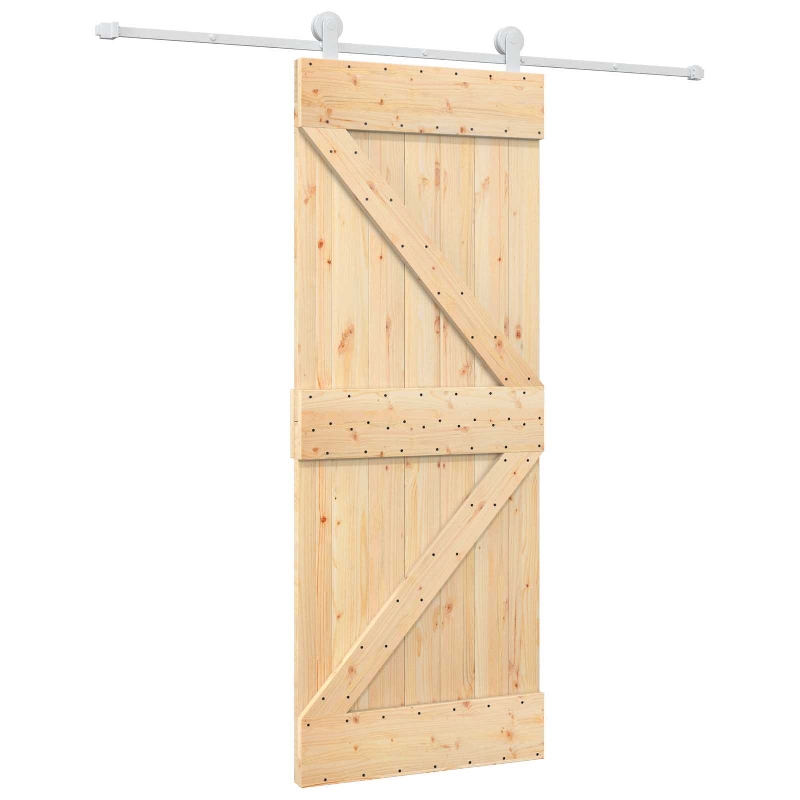 Schuifdeur Natuurlijk en Wit 80 x 210 cm Massief grenenhout