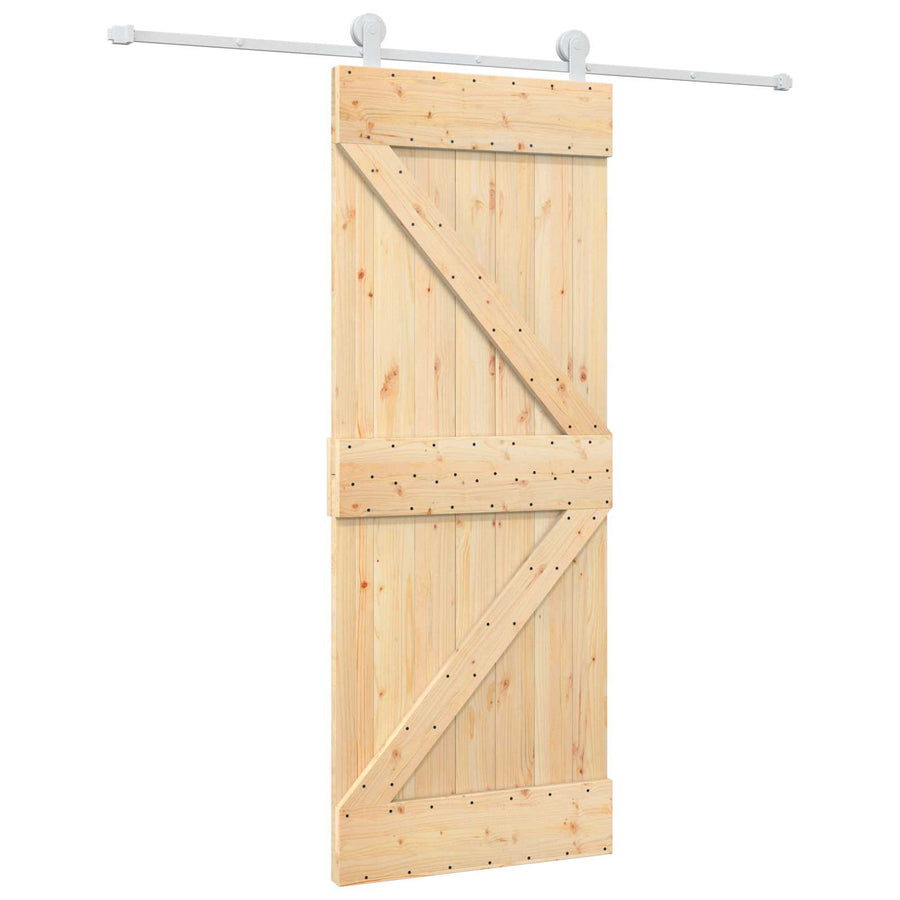 Schuifdeur Natuurlijk en Wit 80 x 210 cm Massief grenenhout