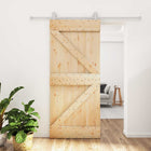 Sliding Door Natural and White 90 x 210 cm Solid Pine Wood