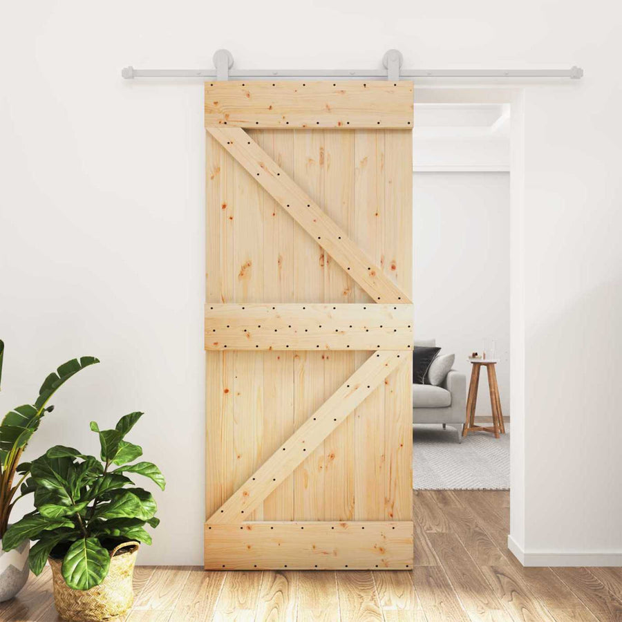 Schuifdeur Natuurlijk en Wit 90 x 210 cm Massief grenenhout