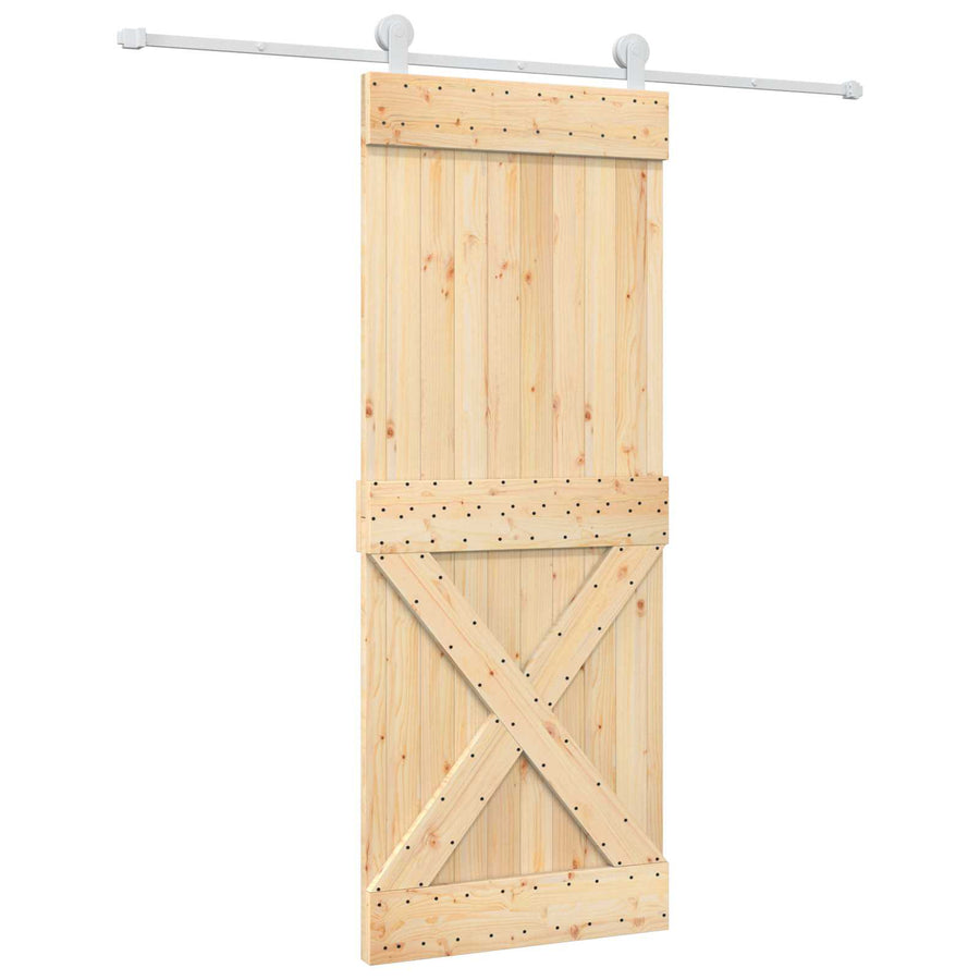 Schuifdeur Natuurlijk en Wit 80 x 210 cm Massief Grenenhout