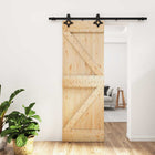 Schuifdeur massief grenenhout naturel zwart 70 x 210 cm