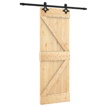Schuifdeur Naturel en Zwart 70 x 210 cm Massief Grenenhout