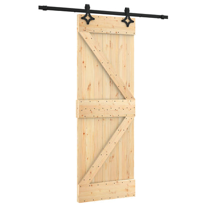 Schuifdeur Naturel en Zwart 70 x 210 cm Massief Grenenhout